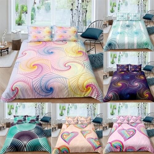 3D Cute Printed Duvet Cover Love Pattern Bedding Set Soft Bedclothes Simple Home Textiles Colorful High Quality Bedspread 2/3pcs
