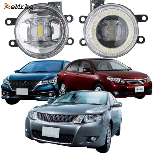 2x LED Angel Eye Daytime Running Lights DRL Cut-Line Lens Fog Lights for Toyota Allion T260/T265 2008 2009 2010-2011-2016-2019