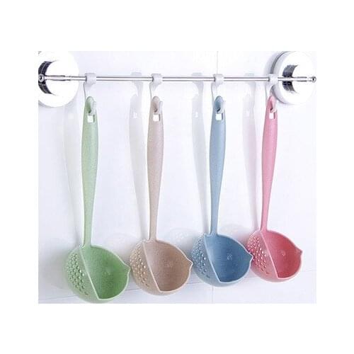 2021 Soup Spoon Long Handle Kitchen Strainer Solid Color Cooking Colander Kitchen Scoop Plastic Tableware Colander DROPSHIPPING
