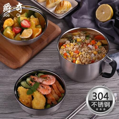 304 stainless steel bowl household instant noodle bowl with cover student lunch box 2-layer adult fast food box