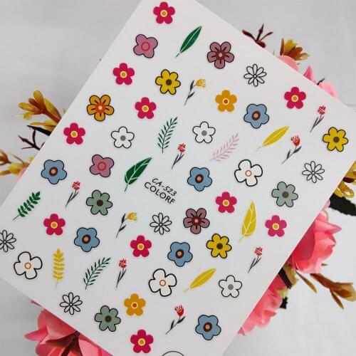 3D Nail stickers Art Peel Off Slider Geometry Flowers Floret Nail Decoraciones Foil Self adhesive Design Manicure Accessories