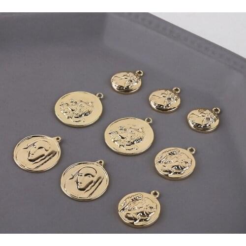 4pcs Korean Style ins beauty head round pendant copper-clad Elegant Earrings For Women Girls diy jewelry necklace accessories