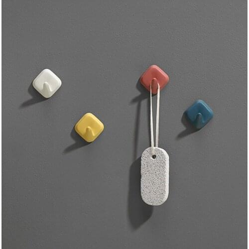 4PCS Wall Hook Plastic Self-Adhesive Hook Wall Hanger Sundries Storage For Home Bathroom Supplies