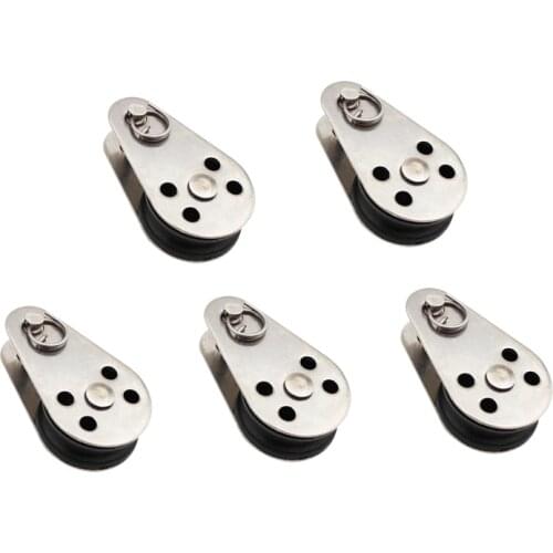 5PCS Stainless Steel M25 Pulley Block Hanging Wire Towing Wheel Lifting Wire Rope Cable Pulley Roller