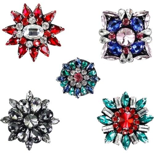 10pieces Beaded Rhinestones Badges Motif Applique Diamond Patches for Brooches Shoes Decorated Craft Sewing Supplies TH1132