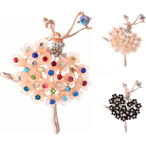 Ballet Dancing Girl Ballerinas Brooches Shinning Crystal Glass Brooch For Woman Pin Clips Scarf Hats Shoulder Corsages Bouquet