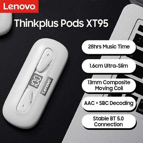 Mini Lenovo XT95 True Wireless Stereo Headphone Ultra thin Touch Control Music Earphones with mic Digital Display Sport Headset