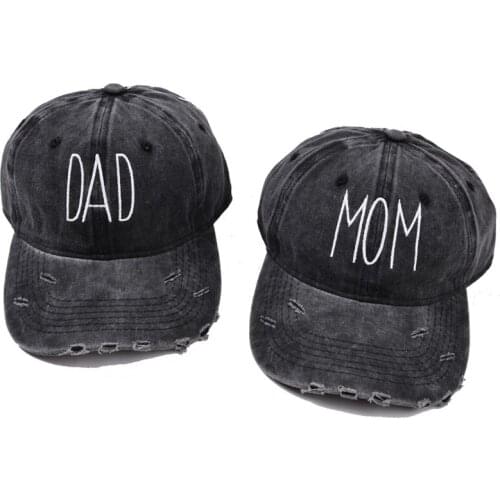 WZCX Dad Mom Letter Embroidery Adjustable Hole Baseball Cap Sun Protection Outdoor Men Dad Hat Couples Snapback Caps