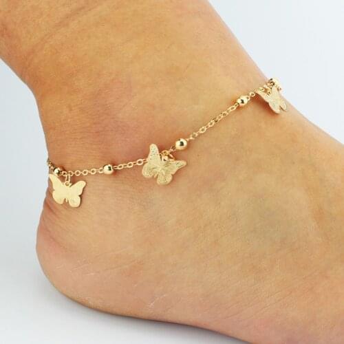 New stainless steel insect dragonfly butterfly pendant anklet bracelet beach bohemian ladies ankle boots leg chain jewelry gift