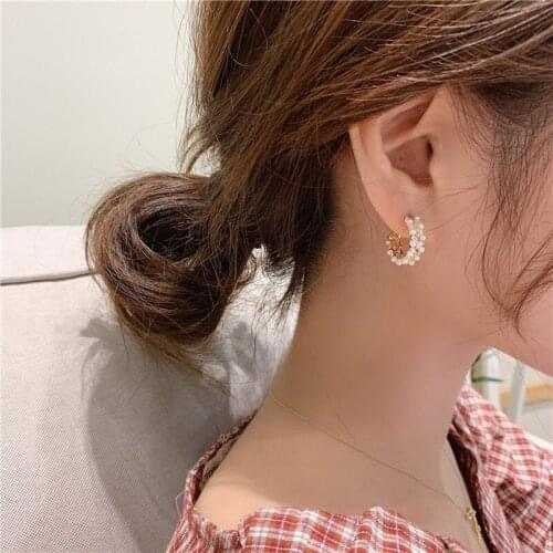 Elegant Simple Zircon Inlaid Pearl Earrings For Women Fashion Jewelry 2021 New Luxury Wedding Party Girl Unusual Earrings