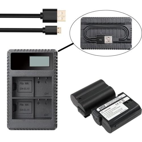 EN-EL15 EN EL15 Camera Battery + LCD Dual USB Charger for Nikon D600 D610 D600E D800 D800E D810 D7000 D7100 d750 V1 MH-25