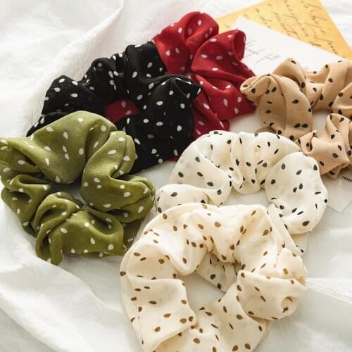 Korean Sweet Girls Dots Scrunchies For Women Girls Elastic Hair Ring Hair Tie Ponytail Holder Rubber Hair Band Hair Accessories