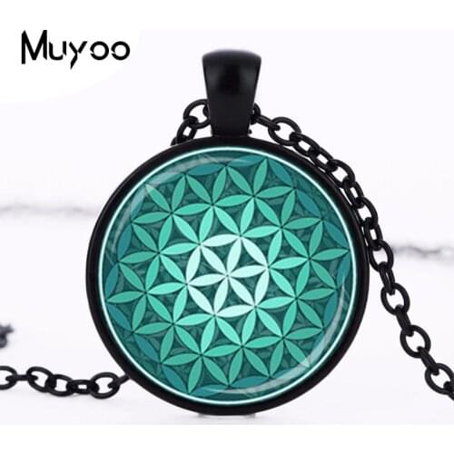 FLOWER OF LIFE Pendant Teal Green Aqua Spiritual Jewelry Inspirational Necklace Sacred Geometry Meditation Jewelry HZ1