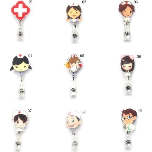 Cute Cartoon Mini Retractable Badge Reel Nurse Lanyards ID Name Card Badge Holder Clip Student Nurse Badge Holder