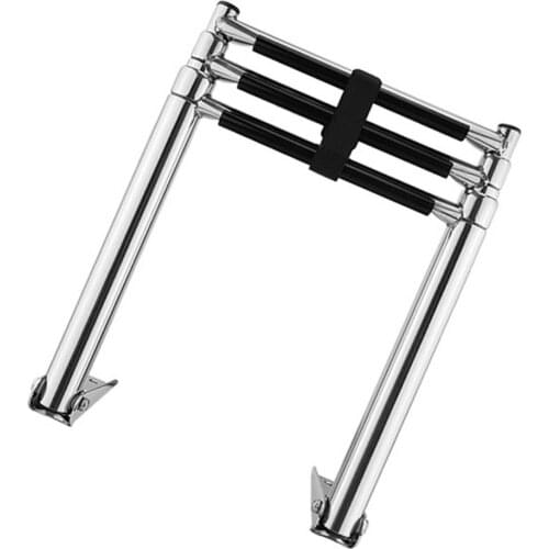 Marine Launch Ladder Stainless Steel Launch Ladder Non-slip 3 Step Telescoping Folding Ladder Boat Marine Yacht Accessories