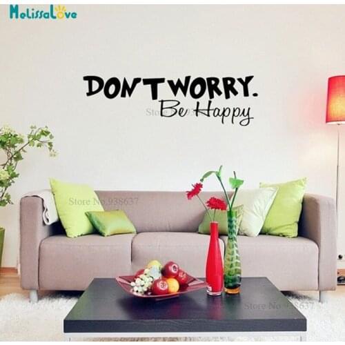 Don't Worry Be Happy Inspirational Quote Sticker Living Room Decal Door Removable Vinyl Wall Stickers BA169