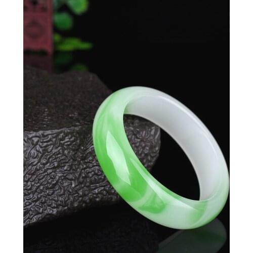 Genuine Natural White Green Jade Bangle Bracelet Hand-Carved Charm Jewelry Fashion Accessories Amulet for Men Women Lucky Gifts