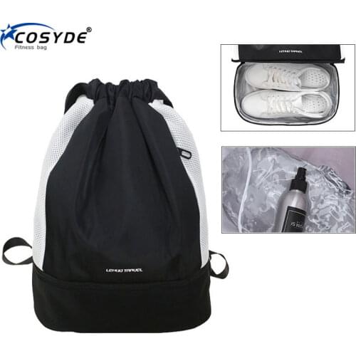 2021 New Womens Sports Travel Waterproof Drawstring Dry Shoe Shoulder Bag Backpack Handbag For Fitness Gym Men Sports Backpack