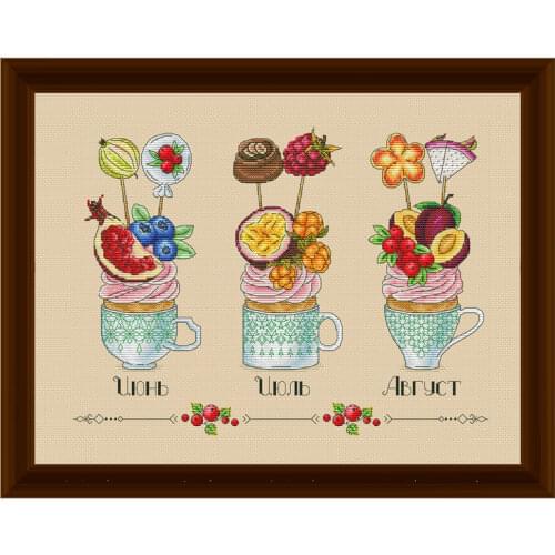 Hemp Cloth Handmade Embroidery Fishxx Cross Stitch New Product Cupcake S287-3 June June August Home Kit Restaurant Painting