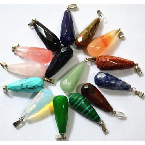 New 2018 Hot Selling Natural Malay stone opal Imitation lapis lazuli stone cut face pendants charms wholesale mixed 25pcs