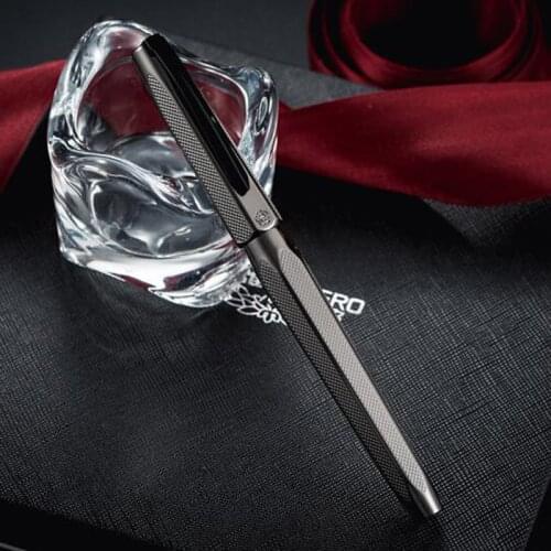 Hero 2191 14K Gold Nib Fashion Collection Fountain Pen Grey Engraving Ripples Two-head M Nib Pen With Gift Box New