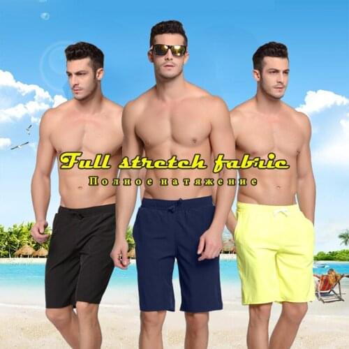 Hot Solid Full stretch Beach shorts Men Loose Big size Surf Surfing Fishing Rowing Rafting Swimming Summer leisure Elastic Wear
