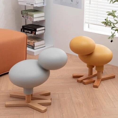 Nordic Creative Childrens Stool Plastic Chair Wooden Stool Room Decoration Bird Shaped Toy Stool Grey Yellow Red Assemble Stool