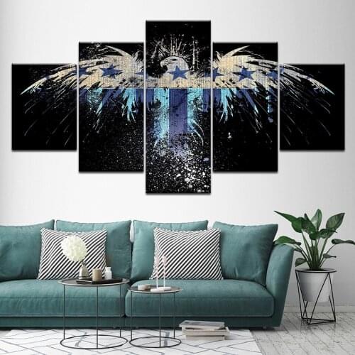 Modern Home Decor Canvas HD Prints Posters 5 Pieces Eagle Flag Abstract Canvas Paintings Living Room Wall Art Pictures Framework