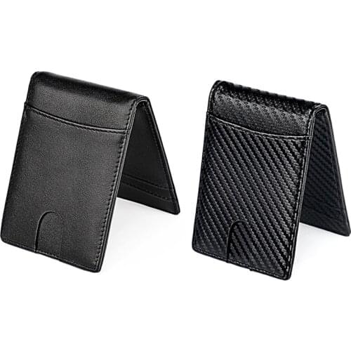Slim Wallet With Money Clip RFID Blocking Minimalist Bifold Wallet For Men Leather Front Pocket Card Holder