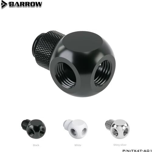 Barrow G1/4" X4 Black Silver Extender Rotation 4-Way Cubic Adaptor Seat Water Cooling Computer Accessories Fitting