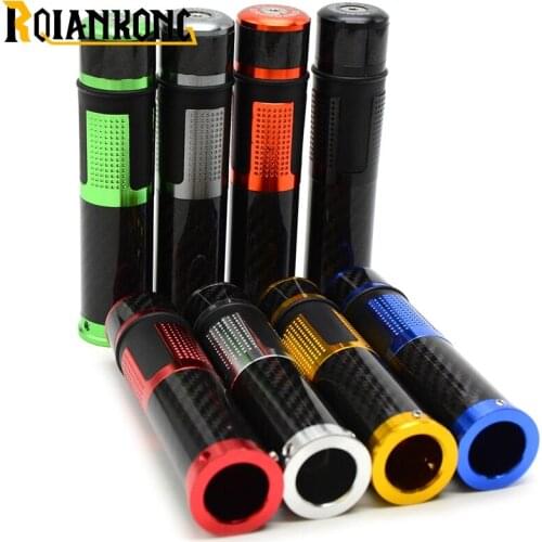 Universal 7/8" 22mm CNC Aluminum Motorcycle Carbon fiber Hand Handle Grips Handlebar Caps end Street/Racing Moto Fast shipping