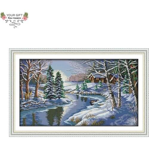 Your Gift F932 14CT 11CT Counted and Stamped Home Decor Snowscape Needlework Needlepoint Embroidery DIY Cross Stitch kits