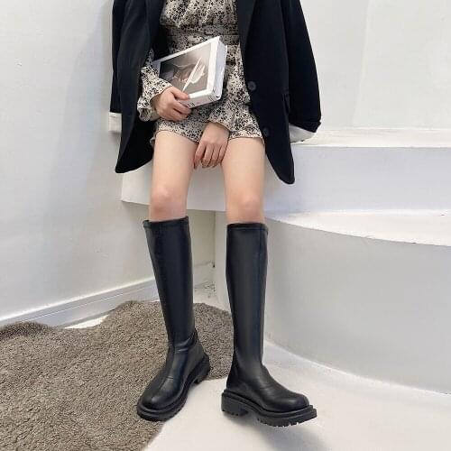 Long thick-soled boots women 2021 new Korean version of the net red wild fashion casual knight boots tall handsome motorcycle bo