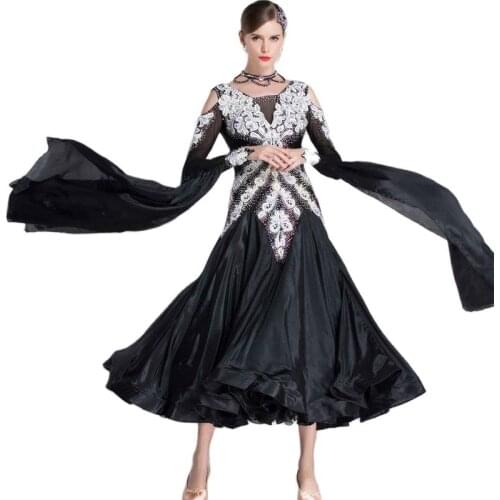 B-1875 Yundance carnival new pearl silk national standard modern dance dress competition ballroom dance dress for waltz