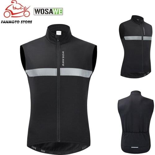 WOSAWE Winter Motorcycle Cycling Vest Fleece Warm Up Windproof Gilet Road MTB Bike Riding Skiing Vest Reflective Biyclcle Jacket
