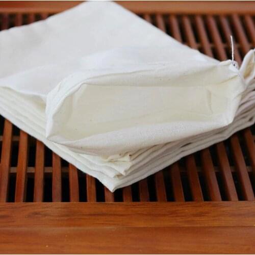 10pcs/lot Empty Teabags Cotton Muslin Drawstring Strainer Tea Filter Bag Cooking Food Separate Spice Filter Bag With String