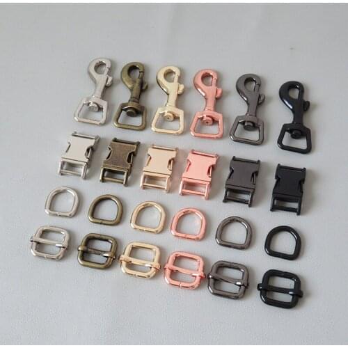 100Sets/Pack Wholesale 15mm Metal Hardware Release Buckle D Ring Clip Hook For Pet Dog Collar Leash Lobster Clasp Accessory