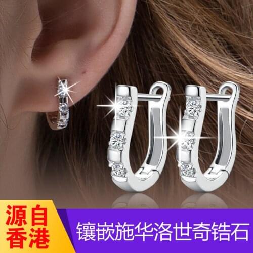 100% Real 925 Sterling Silver Crystal Circle Earring for Women Making Jewelry Gift Wedding Party Engagement