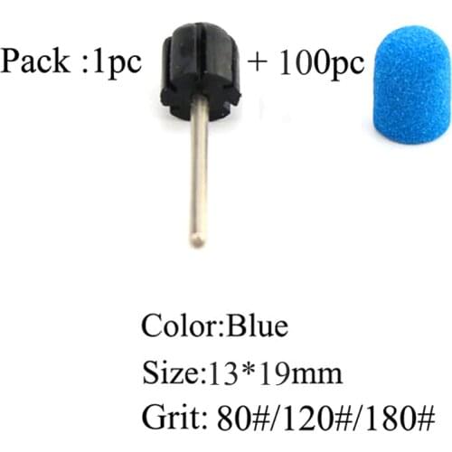 100pcs 13*19mm Plastic Nail Sanding Block Caps With Grip Electric Pedicure Foot Care Tool Nail Art Sand Polishing Accessories