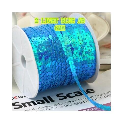 100 Yards 6mm AB PVC Sequins Trim, Sold per Packet of 1 Roll(100 Yards)-2 Light Blue AB sequin ribbon