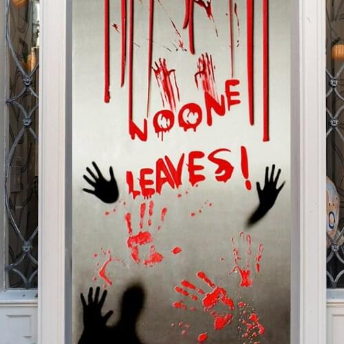 200*90cm Halloween Bloody Handprint Stickers Halloween Wall Window Stickers For Bedroom Home Door Decor Bar Haunted House Props