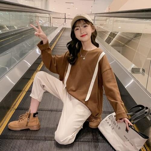 2021 Fall 10 12 years Girls Long Sleeve T-shirt Fashion Casual Teen Girls Tops