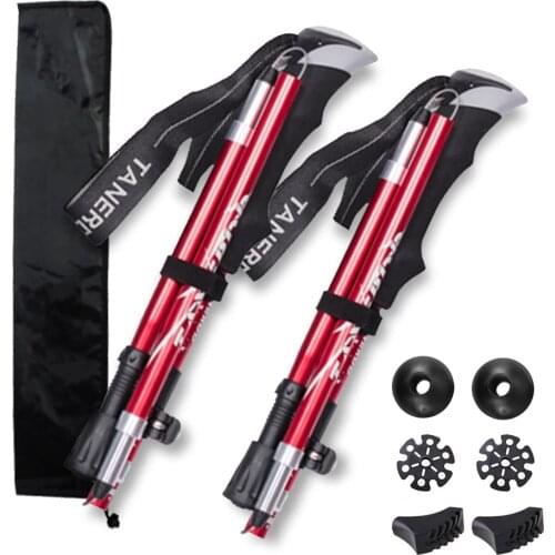 5-Section Outdoor Fold Trekking Poles Walking Stick For Nordic Walking Hiking Antishock Walking Stick Elderly