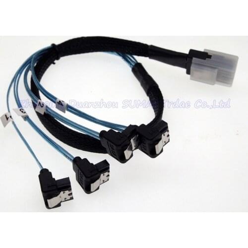 5pcs/lot Mini SAS 36P SFF-8087 to 4*SATA 7P Data Cable 90 degree support 4*6Gbps