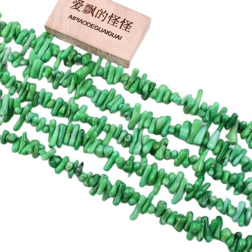 APDGG 5 Strands Natural 3x10-4x13mm Green Coral Gems Stone Loose Beads 16'' Strands Jewelry Making DIY