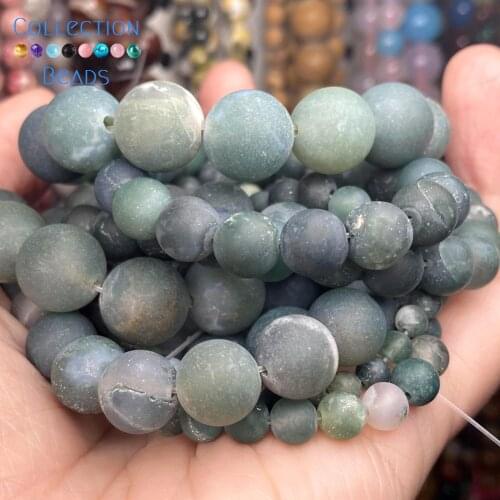 4-12mm Natural Stone Beads Matte Dull Polish Moss Agates Round Spacer Loose Beads For Jewelry Making DIY Bracelet Accessories