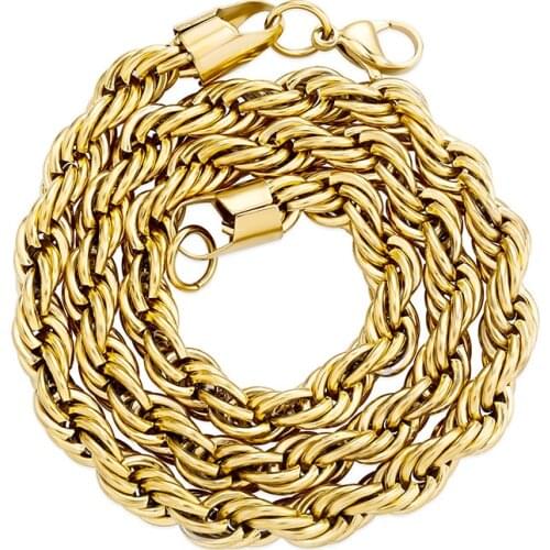 18"-24" 8mm wide 316L Stainless Steel Twist Chains Necklace Link Chain for Men Hip Hop Rock jewelry Drop Shipping