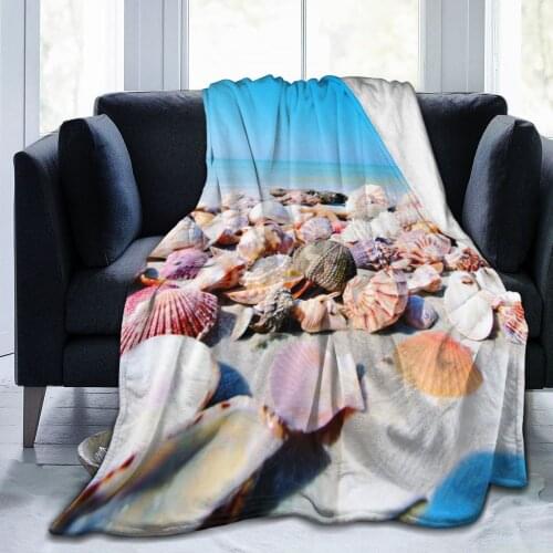 Seashore shell flannel 3D printed blanket cartoon throwing bed sheet childrens birthday gift blanket Bed Blanket Sofa gift