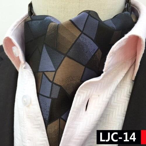 Top Design Necktie Stylish Geometric Ascot Vintage British Style Jacquard Woven Ascots for Adult