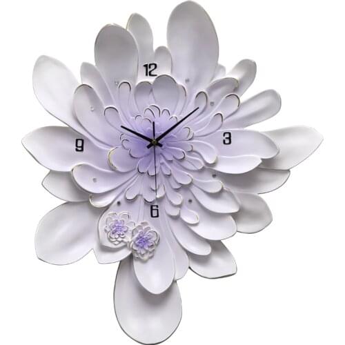 Art Modern Design Wall Clock Decor Flower Luxury Large Wall Clock Accessories Silent European Reloj Pared Home Decoration BA1